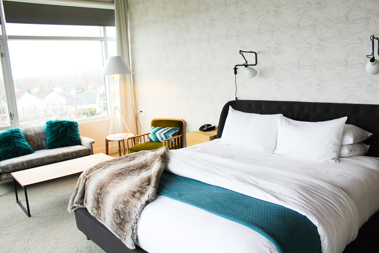 the spectacular room and king bed at 250 main hotel