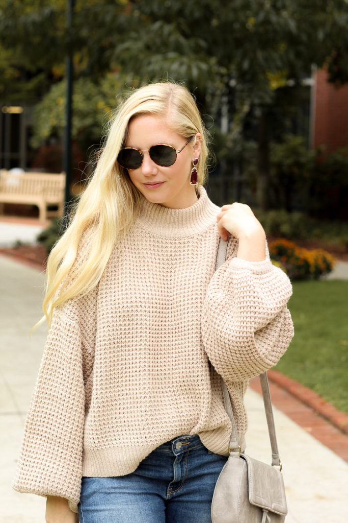 cozy fall sweater + fall outfit for brunch in Boston